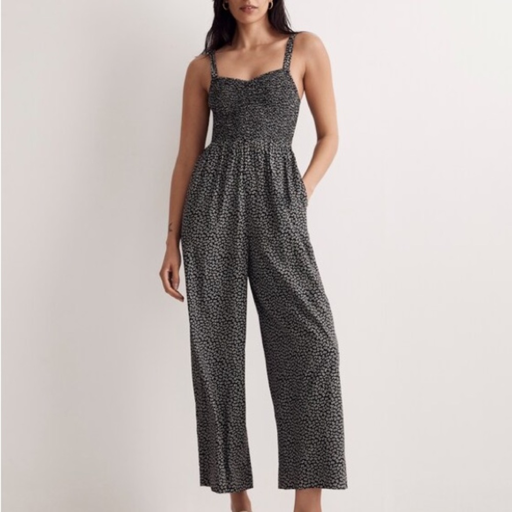 Madewell Black and White Patterned Jumpsuit